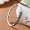 Plata Pura 999.9 Pulsera Retro Push-Pull de Pavo Real Lujo Accesible Nicho Simple Plata Esterlina Joyería de Alta Gama Regalo de Cumpleaños