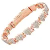 Pulseira Magnética Popular Europeia e Americana Transfronteiriça, Coração de Pêssego Fashion e Luxuoso Cheio de Diamantes, Pulseira Magnética de Liga de Uma Fileira para Casal
