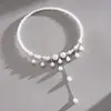 Gargantilla de Perlas Europeas y Americanas Transfronterizas con Colgante de Gota de Agua Estrella y Borla, Cadena para Clavícula Simple de Moda, Estilo Dulce y Fresco, Collar Versátil de Lujo Ligero