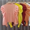 Tejido de Punto con Mangas Abullonadas Otoño e Invierno 2023 Suéter Francés Chal Retro Pulóver Delgado de Manga Larga Ropa para Mujer Empalme