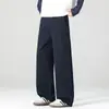 Pantalones casuales de pierna ancha de algodón puro de peso pesado para hombre, estilo americano de alta calle, plisados, lavado vintage, pierna recta, corte holgado, pantalones de trabajo, 2026