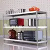 Rack de Cozinha de Aço Inoxidável de Dois Níveis de Chão 2 Rack de Armazenamento de Três Níveis para Forno de Micro-ondas Prateleiras de Armazenamento Doméstico 3