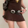 Cinturón Metálico con Disco Tallado Estilo Étnico Retro para Mujer, Estilo Bohemio, Adecuado para Vestidos, Cinturón de Cintura, Moderno