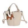 Bolso de Cubo Versátil de Cuero Granulado Clásico, Diseño de Nicho, Bolso Cruzado Elegante y Moderno para Mujer, Lujo Ligero