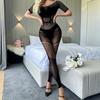 Lingerie Sexy Peça Única Transfronteiriça Pijama Quente Sexy Europeu e Americano Transparente Malha de Paixão K253