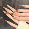 Nueva Colección Serie Estilo Nacional Chino Arte Wo Armadura Pura Usada a Mano Tinta Sumidero Tinte Bosque de Bambú Pegatina de Uña Falsa Pintada a Mano