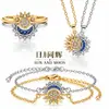TEMU Mais Vendido Colar em Camadas Sol e Lua Entrelaçados Feminino Personalidade Europeia Americana Design de Sol e Lua Cravejado com Strass Joia de Mão para Casal