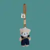 Macacão Fofo Urso Rosa Coelho Desenho Animado Boneca Pingente de Mochila Casal Chaveiro de Pelúcia Pequeno Presente