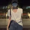 Elegante Camiseta Blanca de Manga Corta con Cuello en V para Mujer, Estilo Coreano Verano 2026, Top Holgado Casual Versátil Adelgazante Simple