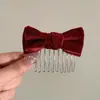 Peine de Pelo con Lazo de Peluche Vintage para Mujer, Peine Invertido para Flequillo, Pinza para el Cabello, Estilo Celebridad de Internet, Nuevo Pinza Lateral Antideslizante Otoño/Invierno para Cabello Suelto