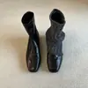Botas ankle boots minimalistas versáteis para o dia a dia de mulheres, bico quadrado, estilo retrô com zíper traseiro, botas elásticas justas, botas estilo Martin