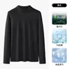 Camiseta Térmica de Manga Larga con Cuello Alto Medio para Hombre, Base de Algodón Modal para Otoño e Invierno, Ropa Interior Cálida para Jóvenes