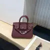 Bolsa de Mão em Couro Genuíno com Fivela Banhada a Ouro Platina Padrão Lichia Grande Capacidade Bolsa Kelly Feminina Nova Tendência 2026 Bolsa de Ombro