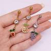 Gaibei Europeo y Americano transfronterizo fruta colgante cabeza anillo para el ombligo con colgante de circonita incrustada piercing uña para el ombligo diamante completo decoración para el ombligo
