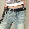 Cinto Retro Americano com Rebites para Mulheres, Estilo Punk Y2K Hot Girl Decoração com Fivela de Metal Acessórios de Cinto para Jeans