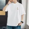 Camiseta de Algodón Puro Pesado Americana 260g para Hombre de Manga Corta Verano Estampado de Anime Cuello Redondo Camiseta de Algodón Puro Manga Corta