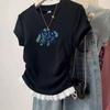 Camiseta Corta Casual de Verano para Niñas de Moda con Fruncidos, Versátil Camiseta Base de Encaje para Niños Mayores