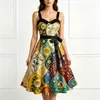 2026 Nuevo Modelo Vestido de Tirantes con Estampado Floral Artístico Vintage para Mujer, Impresión Digital 3D, para Comercio Electrónico Independiente y Amazon