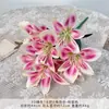 Tecido de seda 3D simulado, lírios artificiais de 7 cabeças e 6 pétalas para decoração de local de casamento, arranjos florais de alta qualidade