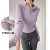 Chamarra de Yoga para Mujer Cardigan con Cremallera Moldeadora Adelgazante Manga Larga Agujeros para Pulgar Exterior Correr Ciclismo Levantamiento de Pesas Aeróbicos Versátil
