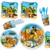 Suministros para Fiesta de Cumpleaños Infantil Temática del Nuevo Shan Hai Jing Transfronterizos Mantel Desechable Platos de Papel Vasos de Papel Arreglo de Vajilla