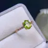 Anillo Tesoro de Plata de Ley Incrustado Color Olivino Natural Plata 925 Incrustado Estilo Palacio Moda Diseño de Alto Sentido Moda