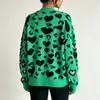 Cardigan holgado para mujer de comercio exterior europeo y americano 2026 otoño e invierno nuevo abrigo talla grande moda estampado de leopardo suéter de punto para mujer