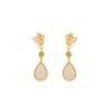Pendientes colgantes de plata de ley S925 con diseño de ciervo, chapados en oro, con jaspe hetiano, estilo nacional retro, con flores de mariposa y seda hueca