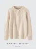 Suéter cardigan de cashmere infantil com gola redonda para outono e inverno, unissex, peça externa grossa de tricô trançado, looks combinando para pais e filhos