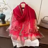 Bufanda de Seda Bordada de Lujo para Mujer, Chal Delgado de Primavera y Otoño, Bufanda Bordada Elegante y de Moda, Estilo Versátil