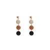 Aretes Geométricos de Madera Transfronterizos Europeos y Americanos Retro Simples Redondos con Bloques de Color Aretes de Borlas de Madera Calados