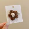 Pinzas para el pelo de estilo coreano retro Otoño Invierno para Niños, Pinzas de Tela con Diseño de Oso, Conejo o Flor para Flecos Laterales de Niña