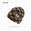 Gorro de Punto Cuadros Tablero de Ajedrez para Mujer Otoño e Invierno Nuevo Estilo Coreano Nicho Gorro de Lana para Cabeza Grande Muestra la Cara Pequeña Gorro Cálido