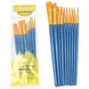 Comércio Exterior Transfronteiriço Escova de Nylon 10 Peças Estudante do Ensino Médio Haste Azul Pérola Tinta à Base de Água Pincel para Pintura e Escrita Suit para Exame