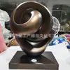Escultura Circular Abstrata Personalizada em Aço Inoxidável com Acabamento Escovado Bronze Antigo, Peça Decorativa para Mobiliário Suave de Hall de Entrada