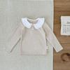 Cutemily Otoño Bebé Niña Encaje Solapa Tejida Camiseta Cepillada Engrosada Cuello de Muñeca Camiseta Base de Manga Larga