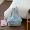 Bolsa Grande de Lona Casual para Mulheres Nova Tendência Moda Primavera 2026 Grande Capacidade Bolsa de Ombro Bolsa Tote para Aula de Estudante