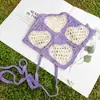 Faixa de Cabeça de Tricô Amor Transfronteiriço Lenço de Triângulo Vazado Faixa de Cabeça para Exterior Primavera e Verão Faixa de Cabelo Estilo Pastoral Francês Lenço de Cabeça com Gancho