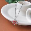 Colar de Trevo de Quatro Folhas da Sorte em Prata de Lei S925 com Rubi e Cravação de Diamante em Formato de Coração, Pingente Simples e Luxuoso Corrente para Clavícula