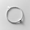 Pulseira de contas redondas e leves de prata S925 Nalan, pulseira de contas redondas com cordão elástico de verão para mulheres S4687
