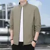 Jaqueta Executiva Masculina Nova Primavera e Outono 2024 Gola Alta Roupa de Negócios para Homem de Meia-Idade Terno Jaqueta Casual