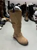 Botas de Ciclismo Vintage Versátiles Ajustadas de Caña Media para Mujer Chuyuji, Nuevas de Otoño 2026 Marrones de Pierna Recta Largas Hasta la Rodilla