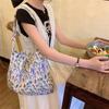 Estilo Ins Corea del Sur Estilo Fresco Bolso de Lona Floral de Moda Versátil Bolso Cruzado Tote Gran Capacidad Bolso de Tela para Libros de Estudiante
