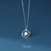 Colar de Prata de Lei S925 Planeta para Mulheres, Corrente para Clavícula de Pedra da Lua Sonhadora Estilo Coreano, Joia com Design de Nicho, Atacado em Estoque