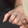 Ins triângulo zircão anel aberto nicho criativo versátil dedo indicador anel elegante luz luxo acessórios de alto sentido