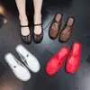Sandalias Planas Versátiles de Cristal de Gelatina de Lujo Ligero Estilo Coreano, Punta Cerrada, Transpirables, con Diseño Hueco, Cómodas, Zapatos Mary Jane