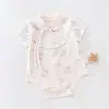 Macacão de Bebê Verão Manga Curta Classe A Algodão Puro Gola Reversível para Meninas, Macacão de Engatinhar Verão Classe A Algodão Puro