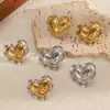 Pendientes de Acero Inoxidable con Forma de Corazón de Lava Transfronterizos para Mujer, Lujo Accesible y Pendientes de Acero de Titanio Chapados en Oro de 18 Quilates de Alta Gama Que No Se Desvanecen