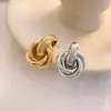 Brincos de argola de prata estilo europeu e americano, geométricos, torcidos, multicamadas, trançados, design de nicho, brincos da moda, versáteis