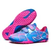 Primavera y Verano Nuevos Zapatos Deportivos para Niños Zapatos de Fútbol con Tacos Largos Zapatillas Bajas con Velcro Tacos para Niños